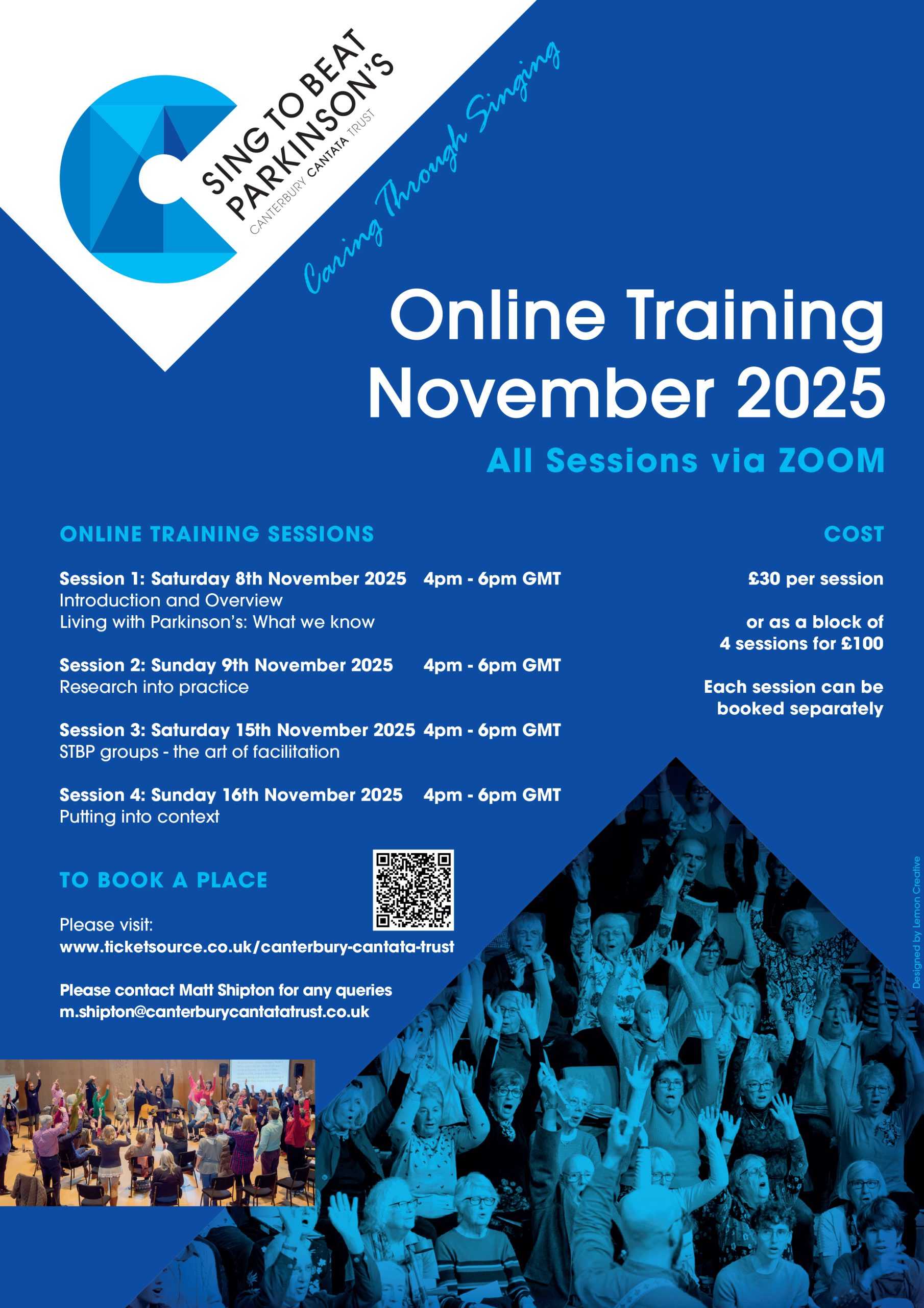 Sing to Beat Parkinson's Online Training November 2025 A4 Flyer